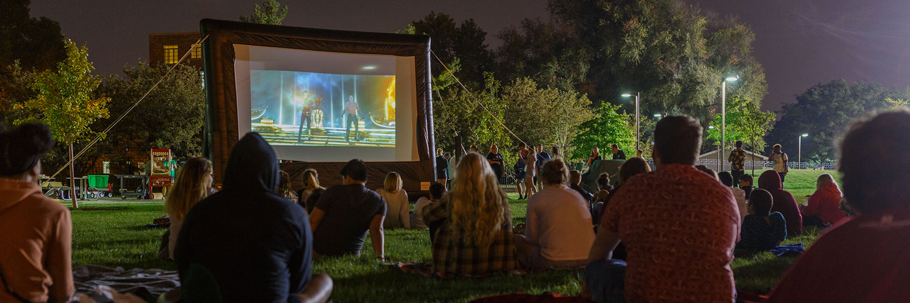 Student view a movie at the CROF.